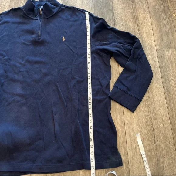 Polo Ralph Lauren Big & Tall Estate Rib Quarter-Zip Pullover Navy Blue XXL - Picture 11 of 13